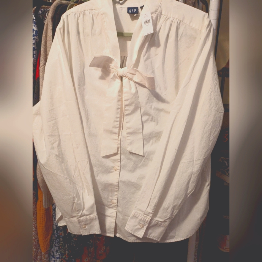 GAP bow button down tunic shirt spring NWT